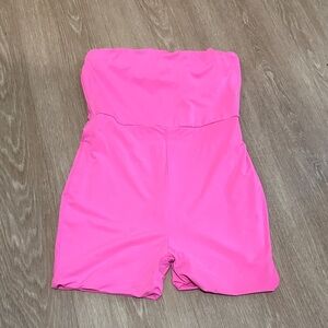Fashion Nova Hot Pink Strapless Romper